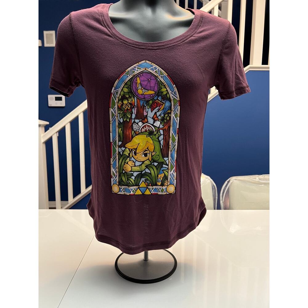 Women’s Legend Of Zelda‎ Wind Waker HD Stained Glass Burgandy Shirt